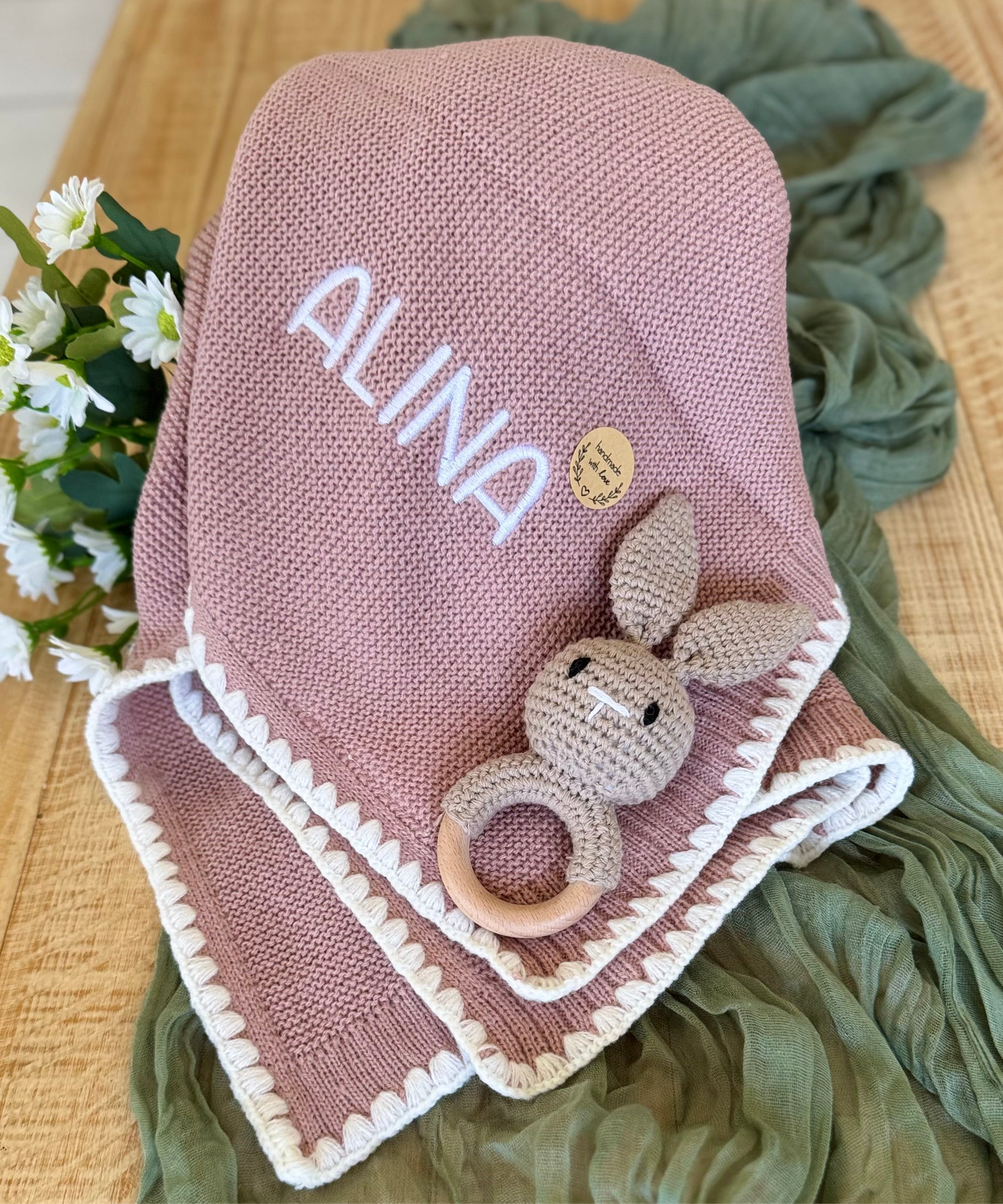 Personalized Knit Baby Blanket