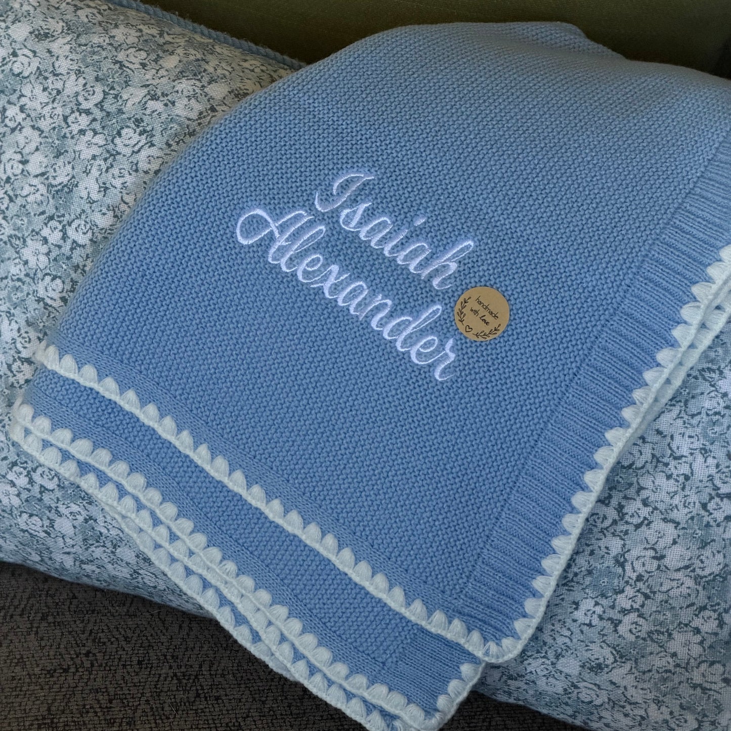 Personalized Knit Baby Blanket