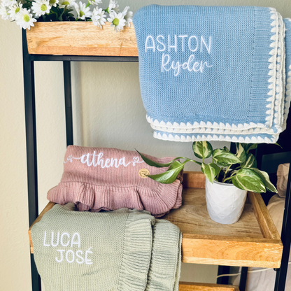 Personalized Knit Baby Blanket